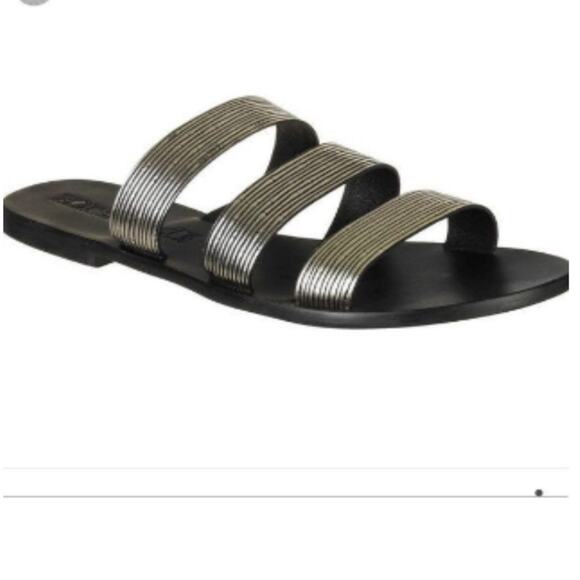 Anthropologie SOL Sana Gold Black Slide Sandal 8.5 - Picture 1 of 9